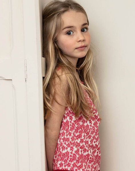 Блуза с презрамки принт на червени цветя 21E2PFL2DEB