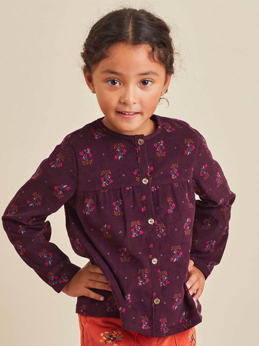 Блуза от рипсено кадифе цвят вишна 21H2PFQ1CHE