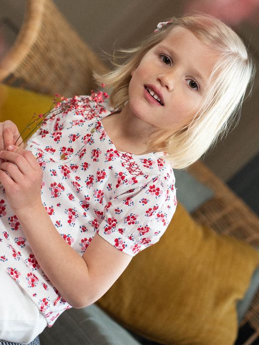 Блуза с къс ръкав и флорален принт CIBARETTE