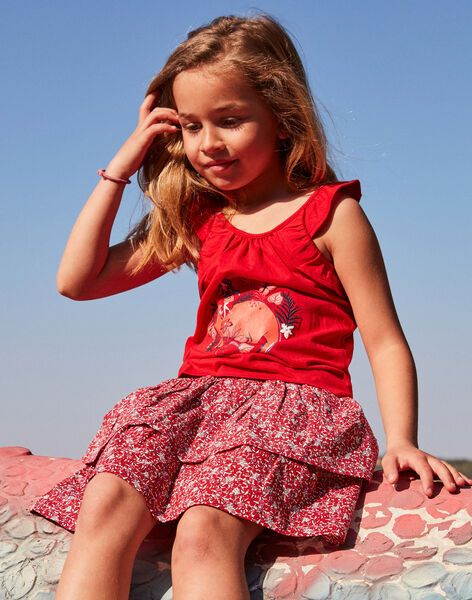 Червен топ с принт и волани CAIBAETTE