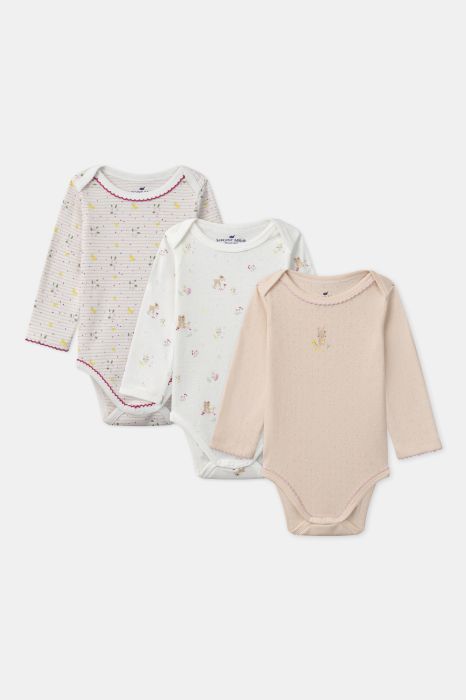 КОМПЛЕКТ ОТ 3 БРОЯ БОДИТА ЗА БЕБЕ МОМИЧЕ MEJEANNE