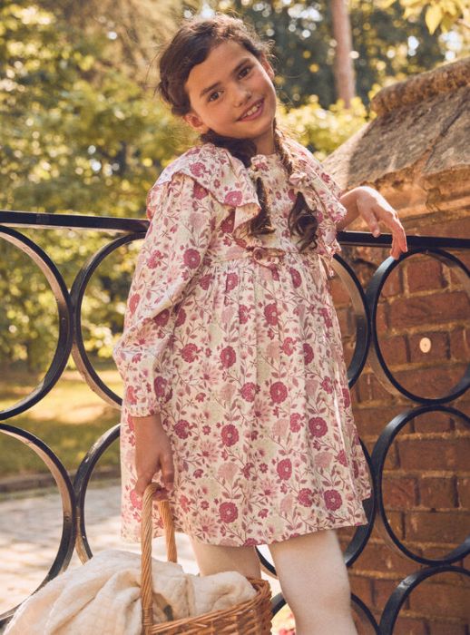 ДЕТСКА РОКЛЯ  ОТ КРЕП С ФЛОРАЛЕН ДЕСЕН NIVOLETTE 