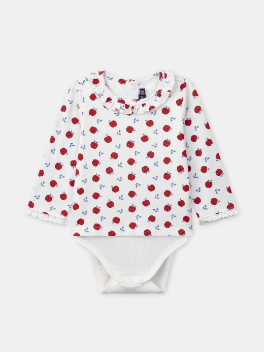 БОДИ-БЛУЗА ОТ ПАМУК С ДЕСЕН ЗА БЕБЕ МОМИЧЕ 