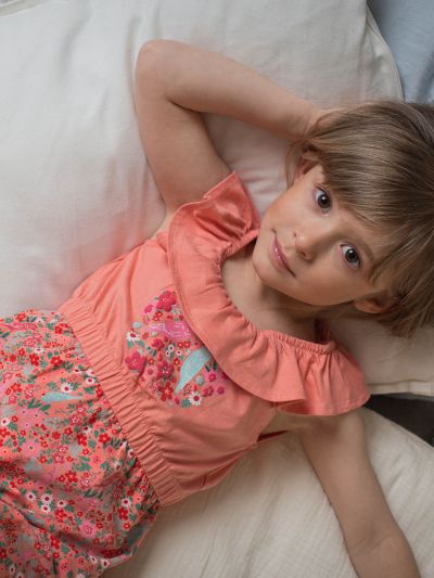 Нощница от памук цвят праскова CHOUJIETTE