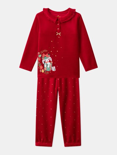 ПЛЮШЕНА ПИЖАМА С КОЛЕДЕН МОТИВ LECROPETTE 