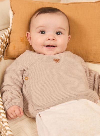 ПЛЕТЕНА ЖИЛЕТКА ЗА БЕБЕ МОМЧЕ NONCE 