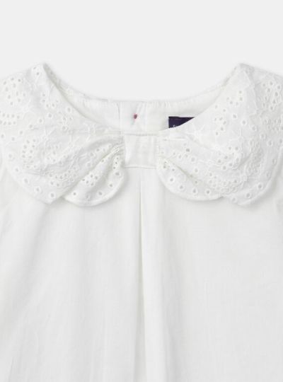 БЛУЗА ОТ ПОПЛИН С ЯКА С АНГЛИЙСКА БРОДЕРИЯ ЗА МОМИЧЕ NENOUETTE 