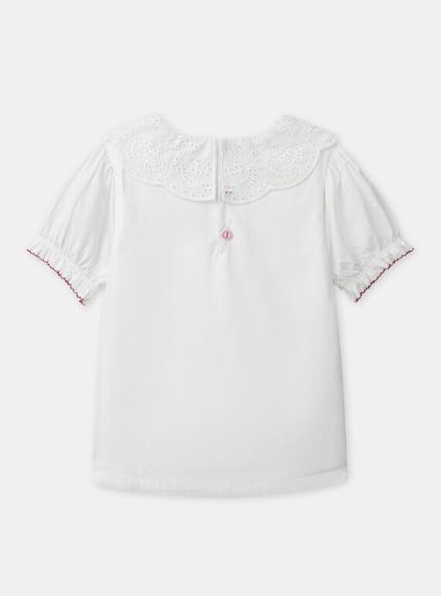 БЛУЗА ОТ ПОПЛИН С ЯКА С АНГЛИЙСКА БРОДЕРИЯ ЗА МОМИЧЕ NENOUETTE 