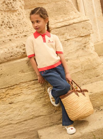 ДЕТСКА БЛУЗА ОТ АЖУРНО ПЛЕТИВО ЗА МОМИЧЕ  NEPOUETTE 