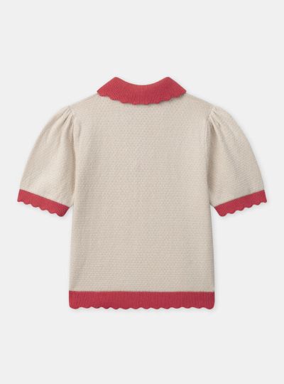 ДЕТСКА БЛУЗА ОТ АЖУРНО ПЛЕТИВО ЗА МОМИЧЕ  NEPOUETTE 