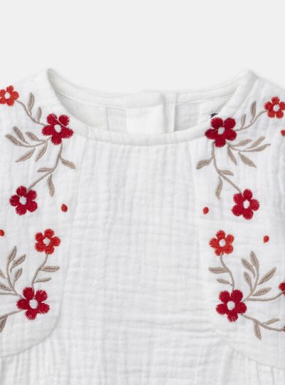 РИЗА С БРОДЕРИЯ НА ЦВЕТЯ ЗА БЕБЕ МОМИЧЕ NACELIA 