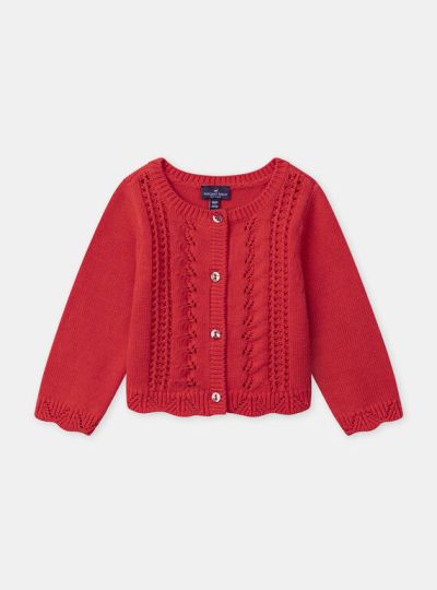 ЖИЛЕТКА ОТ АЖУРНО ПЛЕТИВО ЗА БЕБЕ МОМИЧЕ NACLEO 