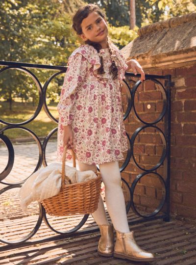 ДЕТСКА РОКЛЯ  ОТ КРЕП С ФЛОРАЛЕН ДЕСЕН NIVOLETTE 