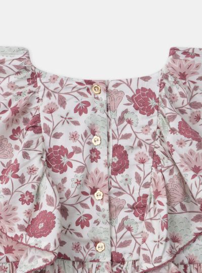 ДЕТСКА РОКЛЯ  ОТ КРЕП С ФЛОРАЛЕН ДЕСЕН NIVOLETTE 