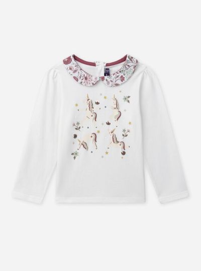 БЛУЗА С ВОЛАН И МОТИВ ЗА МОМИЧЕ  NIYOGAETTE 