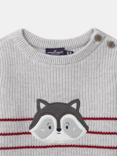 ПЛЕТЕН ПУЛОВЕР С МОТИВ ЗА БЕБЕ МОМЧЕ 