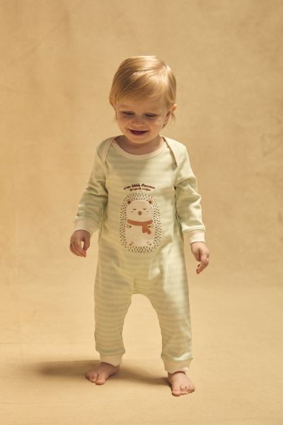  РОМПЪР ОТ ПАМУК С ДЕСЕН ЗА БЕБЕ МОМЧЕ 