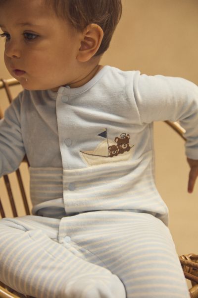  РОМПЪР ОТ ПАМУК С ДЕСЕН ЗА БЕБЕ МОМЧЕ