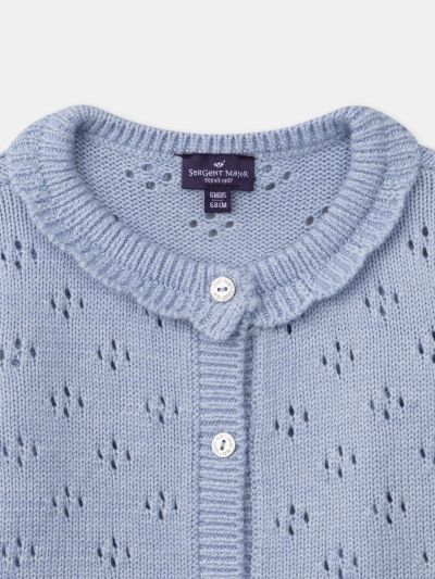 ЖИЛЕТКА ОТ АЖУРНО ПЛЕТИВО ЗА БЕБЕ МОМИЧЕ 