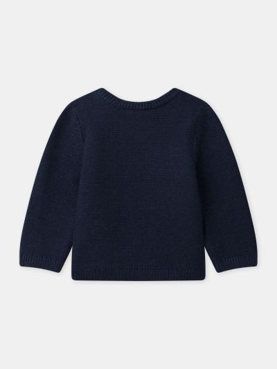 ПЛЕТЕН ПУЛОВЕР С МОТИВ  ЗА БЕБЕ МОМЧЕ  