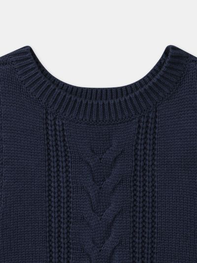 ПЛЕТЕН ПУЛОВЕР БЕЗ РЪКАВИ ЗА МОМИЧЕ