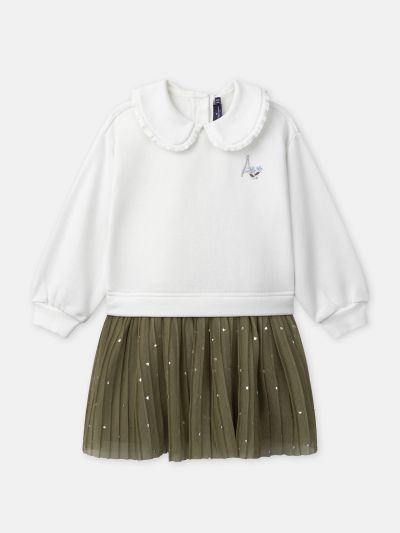 ДЕТСКА РОКЛЯ ОТ ДВЕ МАТЕРИИ С ЕФЕКТ 2 В 1