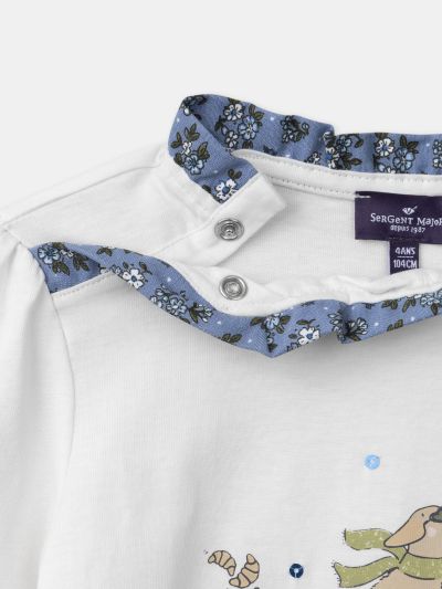 БЛУЗА С ВОЛАН И МОТИВ ЗА МОМИЧЕ  