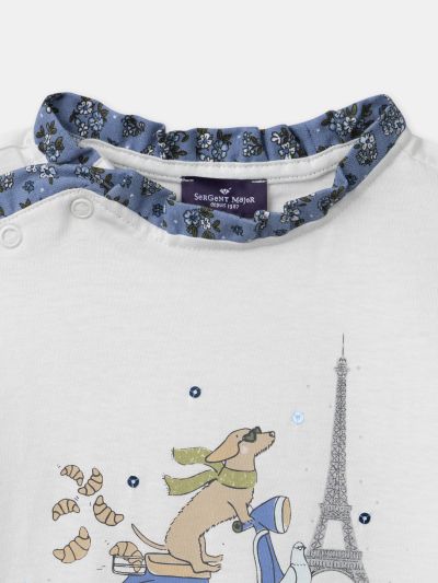 БЛУЗА С ВОЛАН И МОТИВ ЗА МОМИЧЕ  