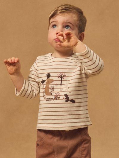 БЛУЗА  ОТ ПАМУК С ДЕСЕН НА РАЙЕ ЗА БЕБЕ МОМЧЕ 