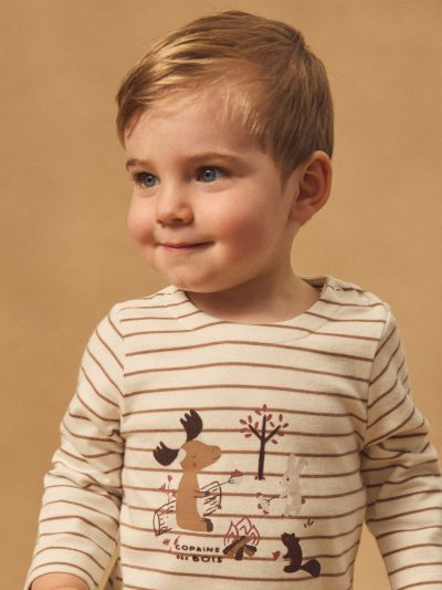 БЛУЗА  ОТ ПАМУК С ДЕСЕН НА РАЙЕ ЗА БЕБЕ МОМЧЕ 