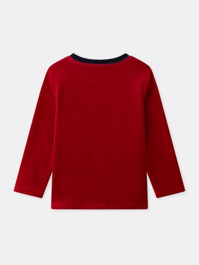 ЧЕРВЕНО-СИНЯ КАДИФЕНА ПИЖАМА ЗА МОМЧЕ