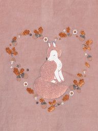 Розова кадифена пижама с принт за момичета