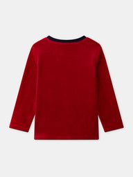 ЧЕРВЕНО-СИНЯ КАДИФЕНА ПИЖАМА ЗА МОМЧЕ