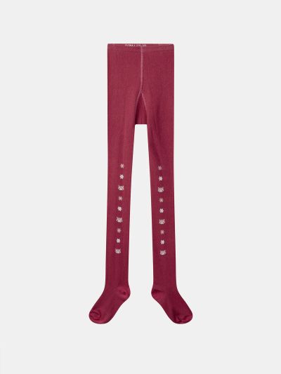 Малинови чорапогащи с цветя за момиче