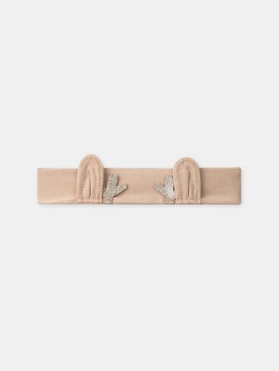 Бял ромпър + кафява лента за глава за бебе момиче