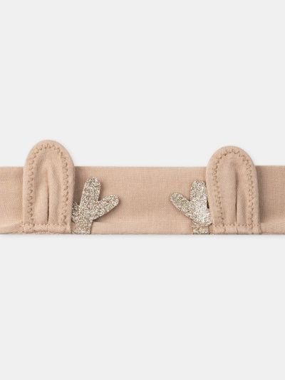 Бял ромпър + кафява лента за глава за бебе момиче