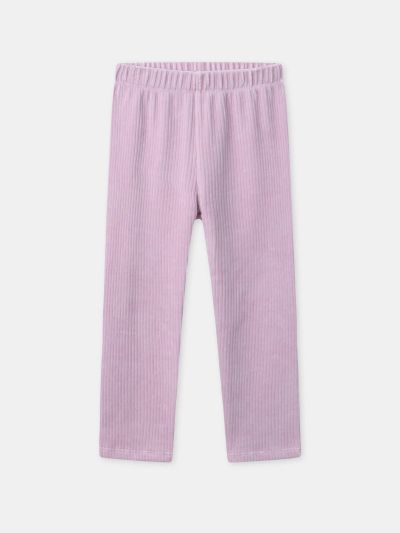 Розово-лилава кадифена пижама с принт на еднорог за момичета