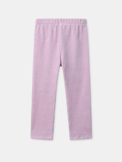 Розово-лилава кадифена пижама с принт на еднорог за момичета