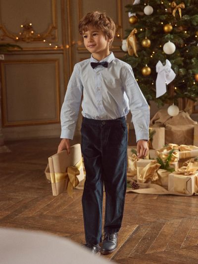 Синя риза с папионка