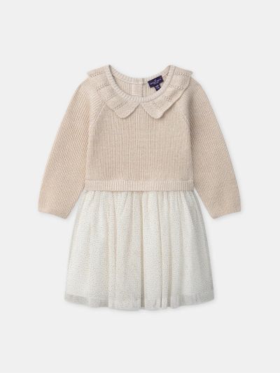 Рокля с плетен топ и тюлена пола за бебе момиче