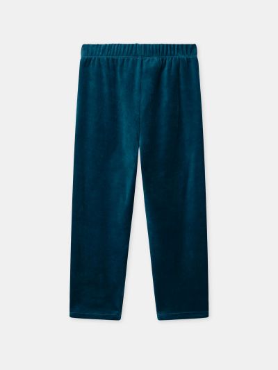 Синя кадифена пижама с динозавърски принт за момчета