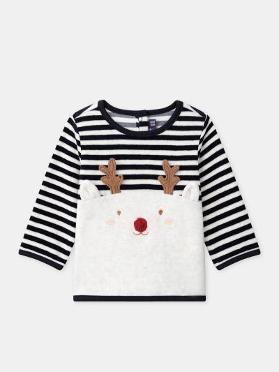 Комплект за бебе момче с червена кадифена шапка