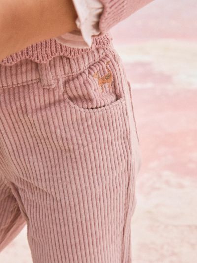 Розови кадифени панталони за момиче