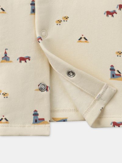 Екрю блуза с дълъг ръкав и животински принт за бебе момче