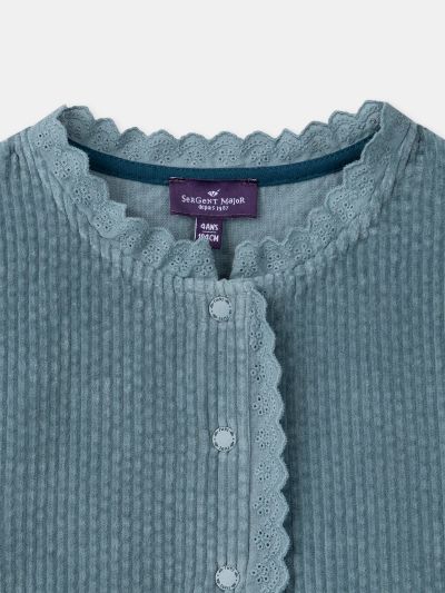 РОКЛЯ ОТ СИНЬО-СИВО КАДИФЕ ЗА МОМИЧЕ