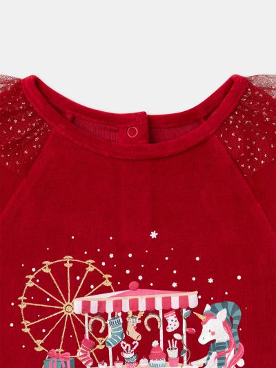 РОЗОВА КОЛЕДНА ПИЖАМА ЗА МОМИЧЕ