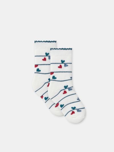 Комплект от 3 чифта чорапи с цветя и сърца за бебе момиче