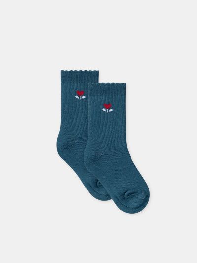 Комплект от 3 чифта чорапи с цветя и сърца за бебе момиче