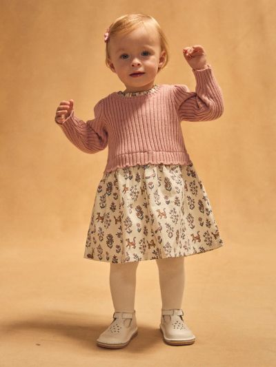 Рокля с розов пуловер бебе момиче