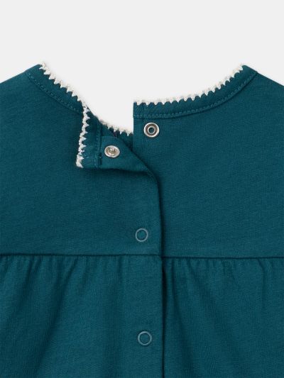 Синя блуза с цветна бродерия за бебе момиче